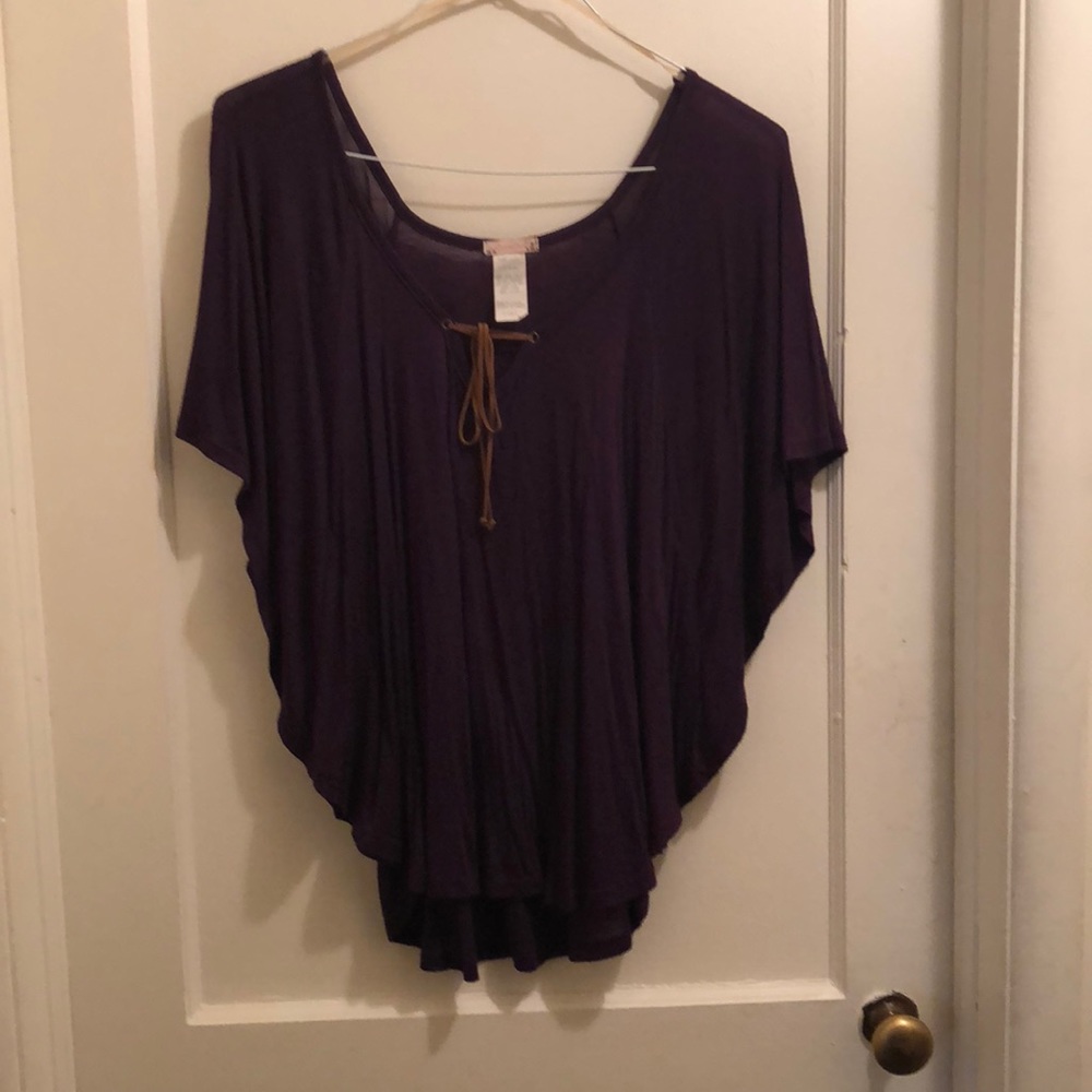 Eggplant short bat wing top